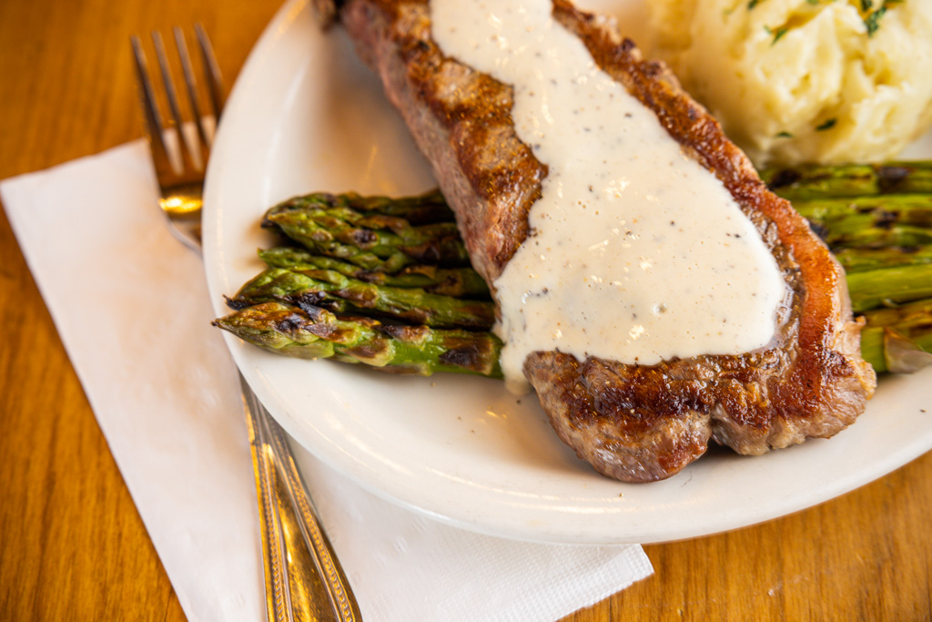 Butcher Block Cuts Special with Peppercorn Cream Sauce at Smokehouse BBQ & Brews in Lancaster County PA.