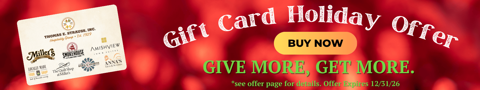 Holiday Gift Card Offer for Smokehouse in Lancaster PA